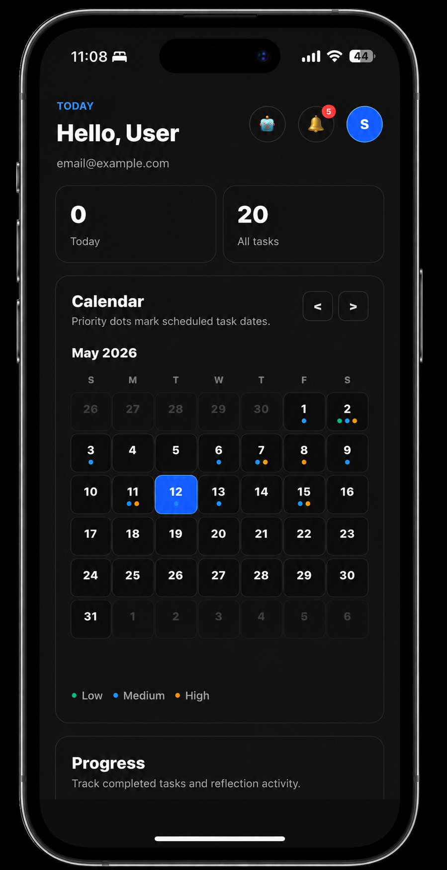 Stratosphere mobile calendar dashboard